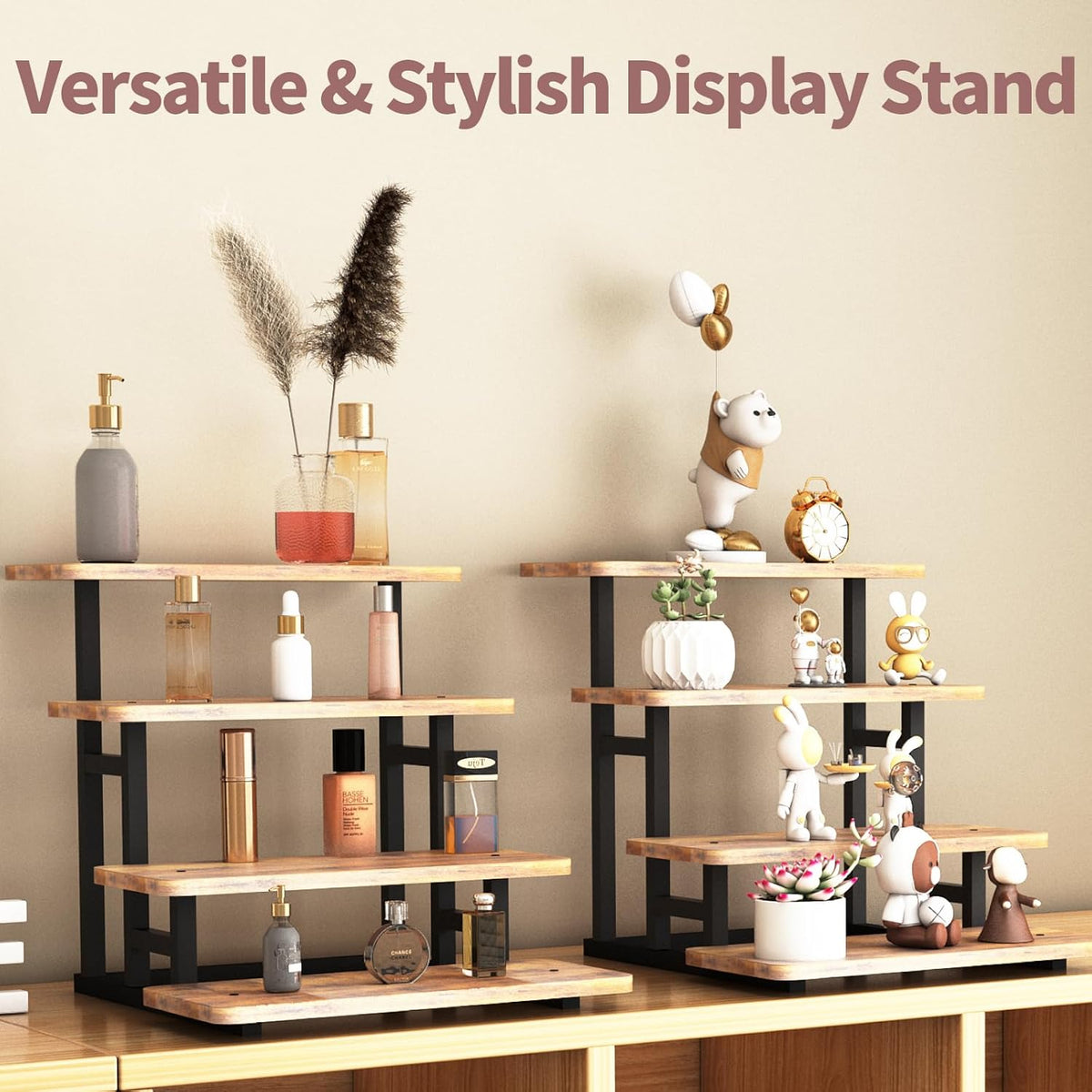 Lily Cupcake Stand for 50 Cupcakes, 2 PACK Wooden Dessert Table Display Set for Wedding Cupcake
