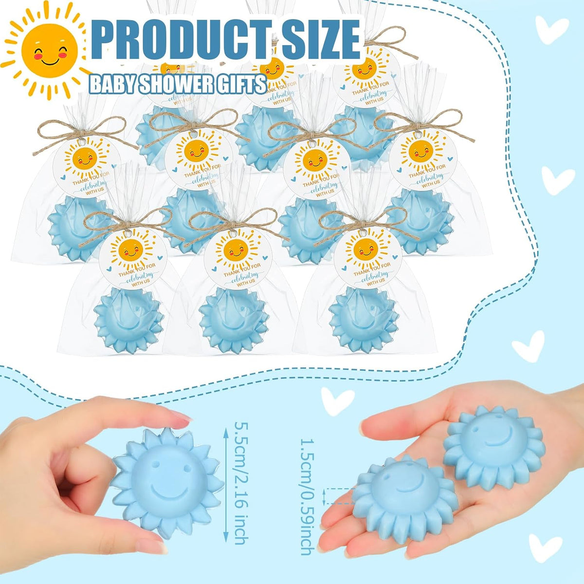 Demissle 20 Pcs Sun Soap Baby Shower Favors for Sunshine Party Here Comes the Son Baby Favors Mini