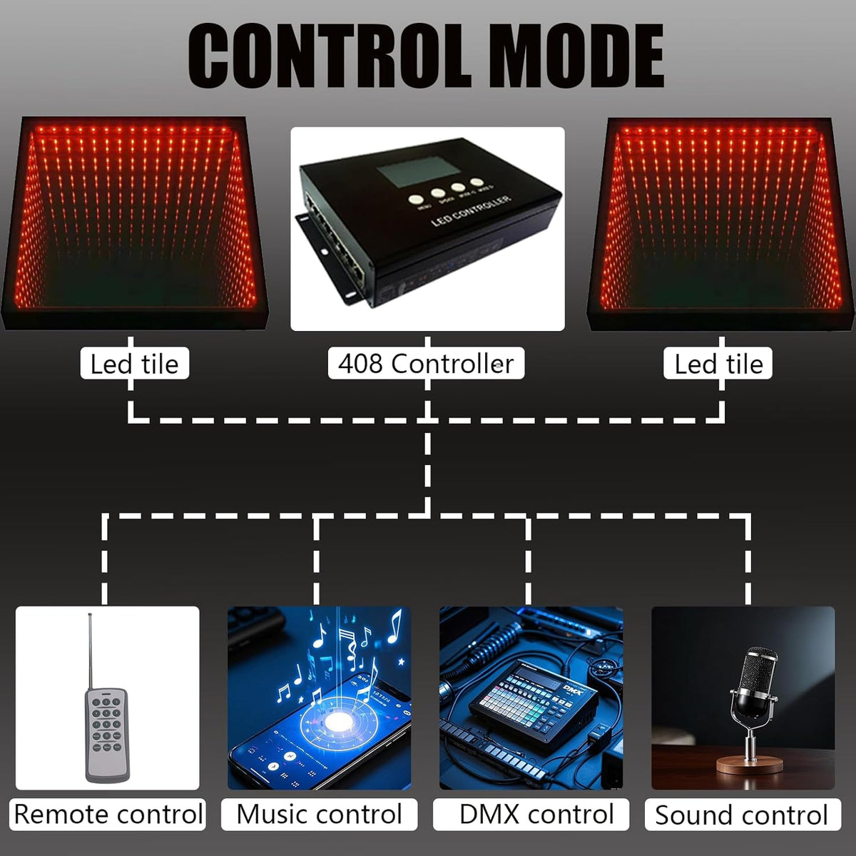 Dance Floor Stage Lights Tempered Glass Infinity Mirror Panel 3D Effect Led Dance Floor for Wedding