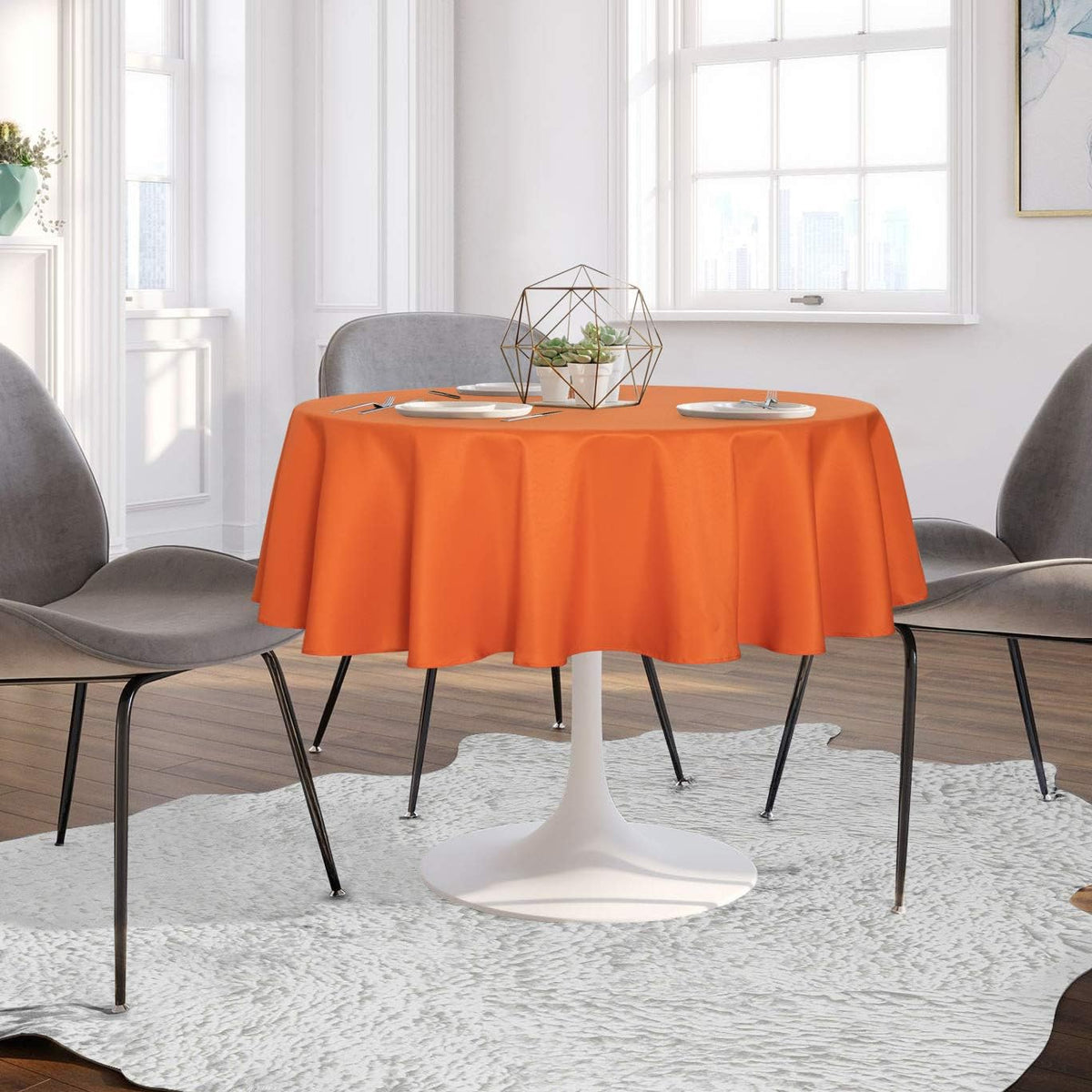 sancua Round Tablecloth - 70 Inch - Water Resistant Spill Proof Washable Polyester Table Cloth