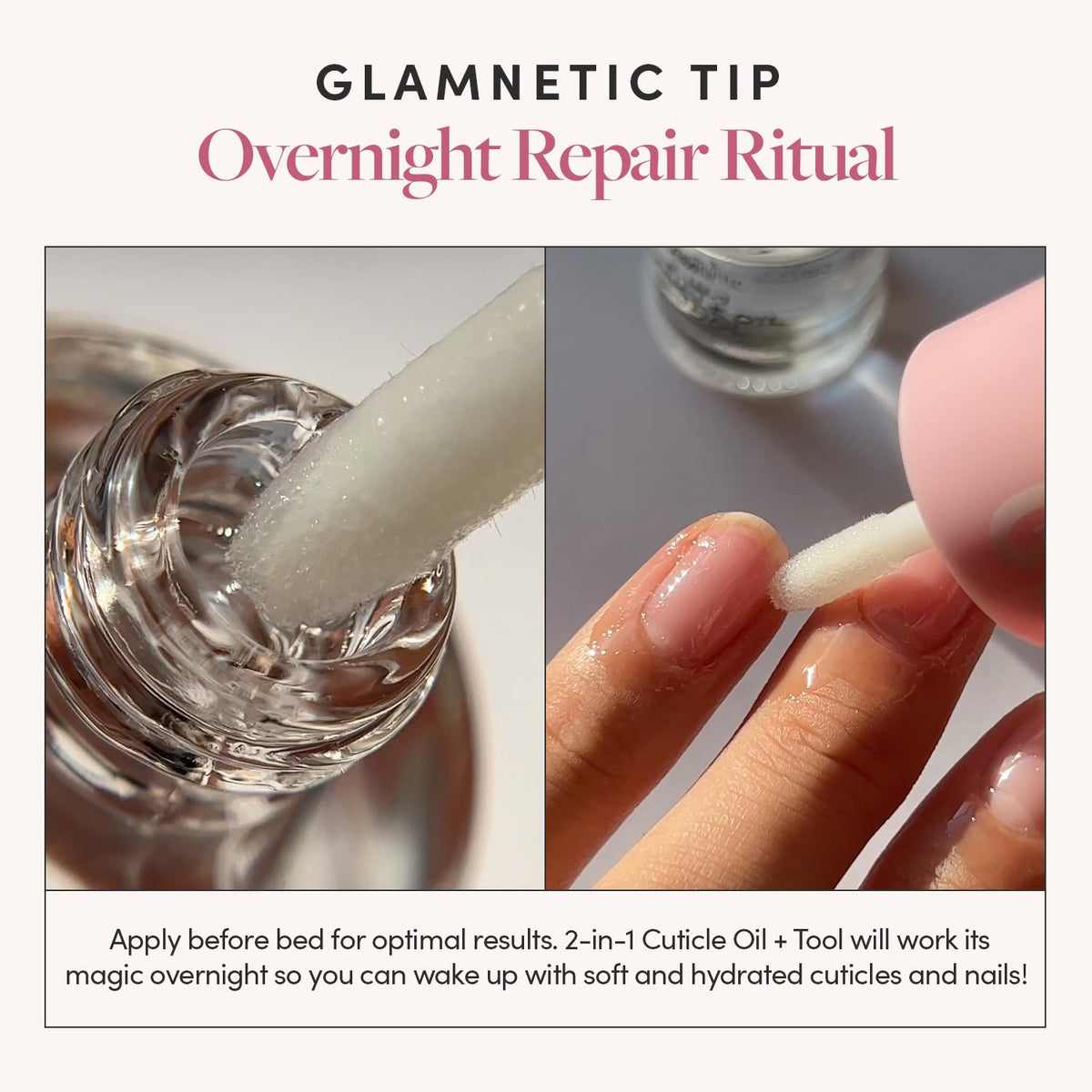 Glamnetic 2-in-1 Cuticle Oil | Nourishing Cuticle Serum & Cuticle Pusher For Healthy Nails |