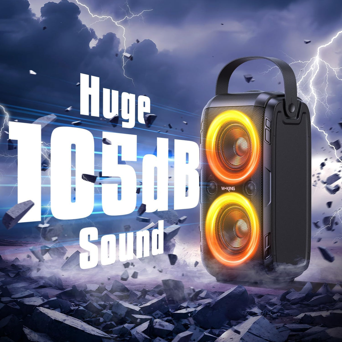 W-KING Party Loudest Portable Bluetooth Speaker Wireless Boom Box, 180W Max Big Large Outdoor