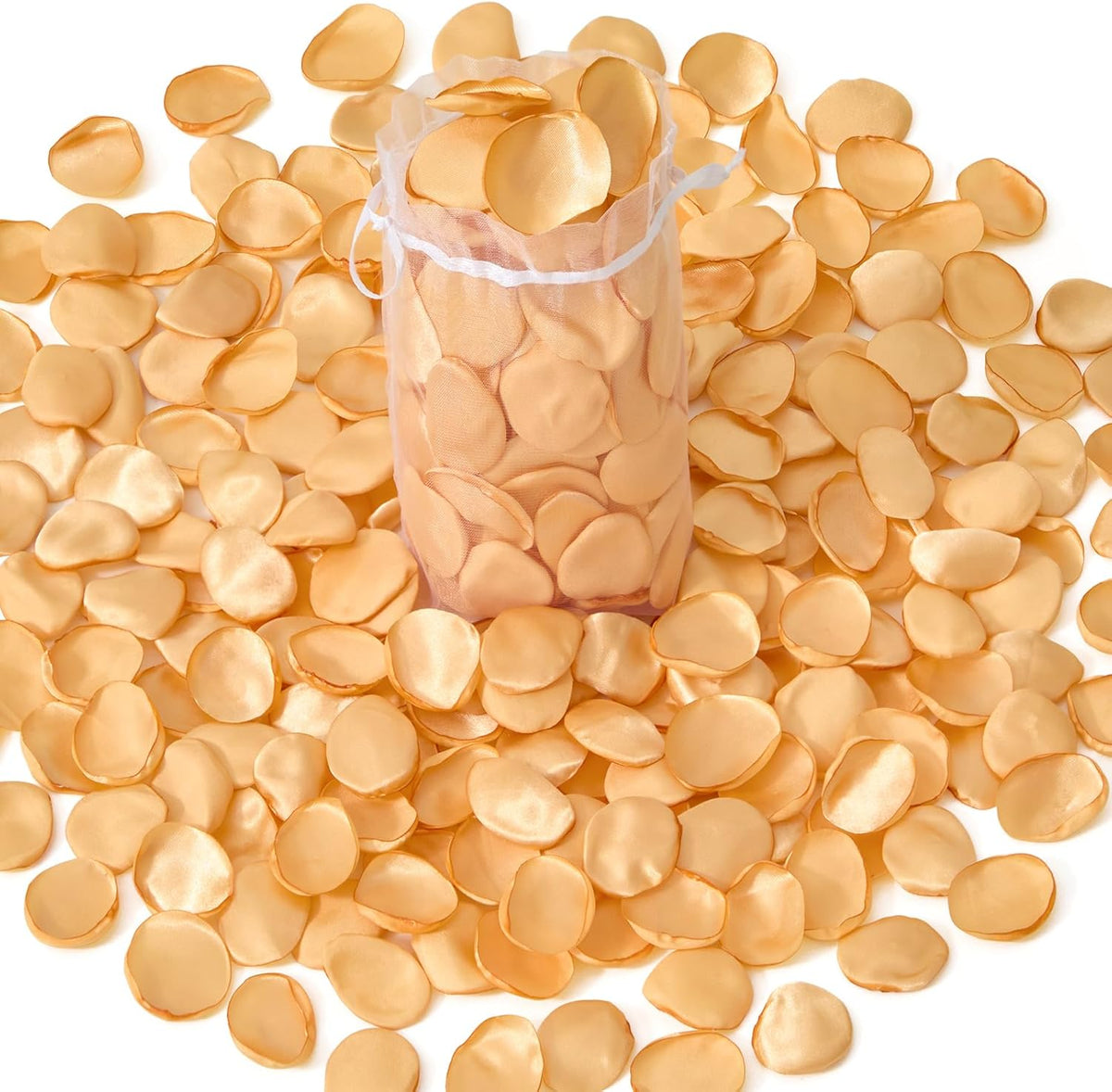 Alecono 𝟰𝟬𝟬𝙋𝙘𝙨 Silk Rose Petals, Fake Champagne Golden Petals for Wedding Proposal Flower