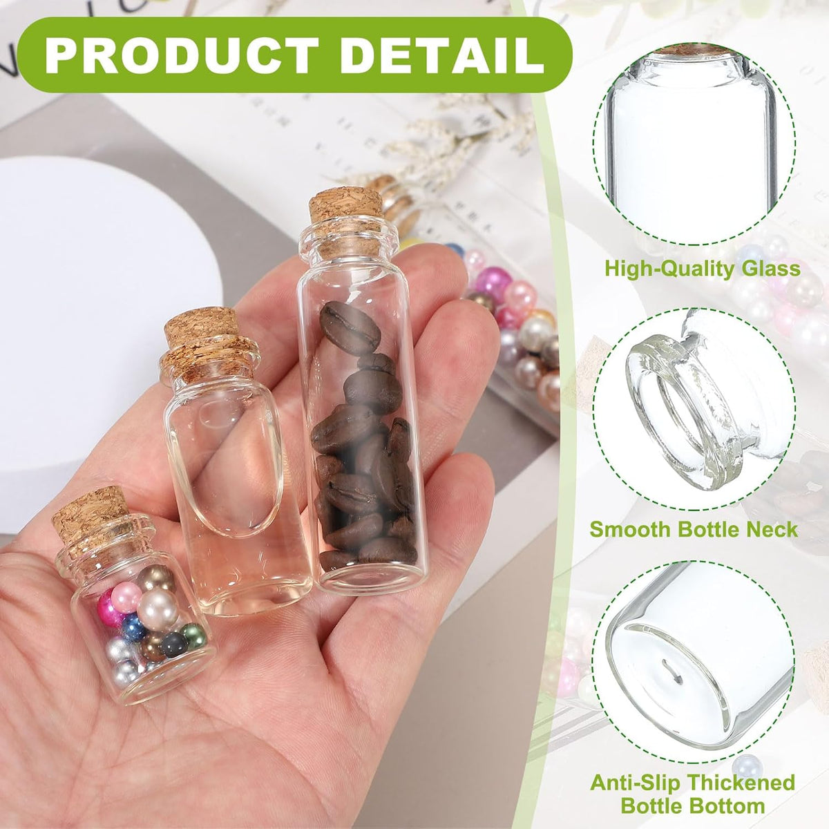 uxcell 10Pcs Mini Glass Bottles with Cork Stoppers, 20ml Small Clear Bottles Glass Empty Jars Vials