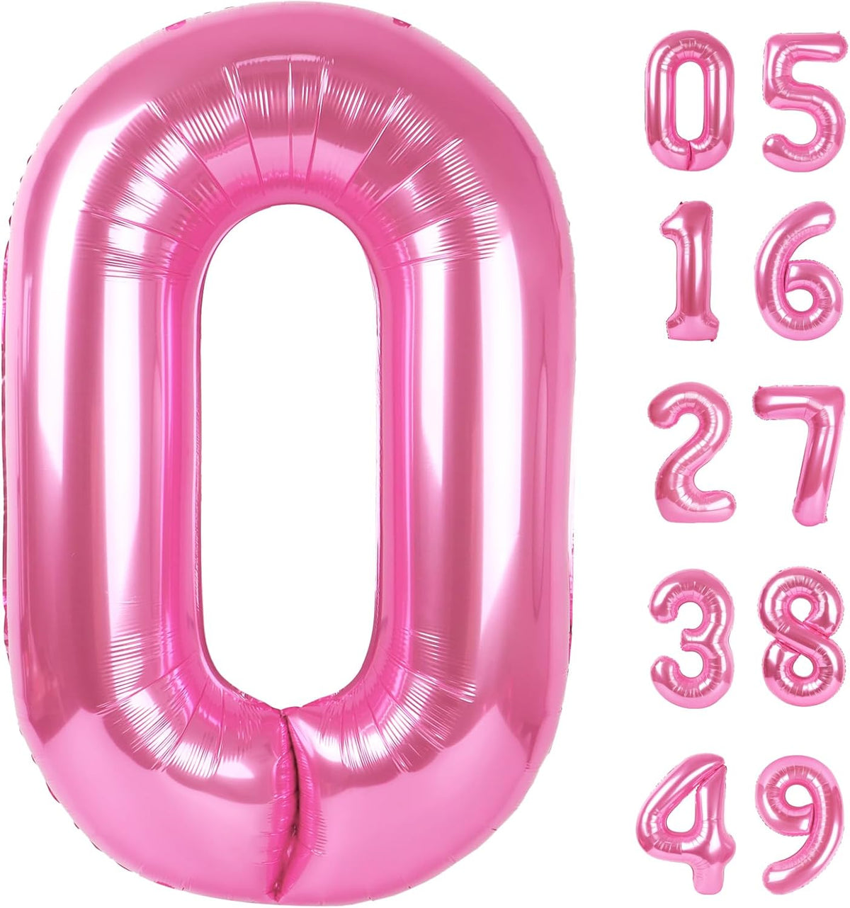 Pink 0 Number Balloon 40 Inch, 0 Decorations for 10 20 30 40 50 60 70 80 90 100Birthday, Foil Giant