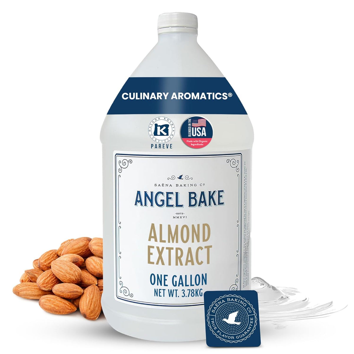 Pure Almond Extract, 1 Gallon - Natural Essence for Beverage Formulations, Bulk Manufacturing