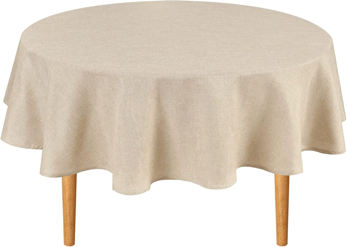 Hiasan Round Tablecloth 80 Inch Linen - Wrinkle and Stain Resistant Washable Polyester Fabric Table