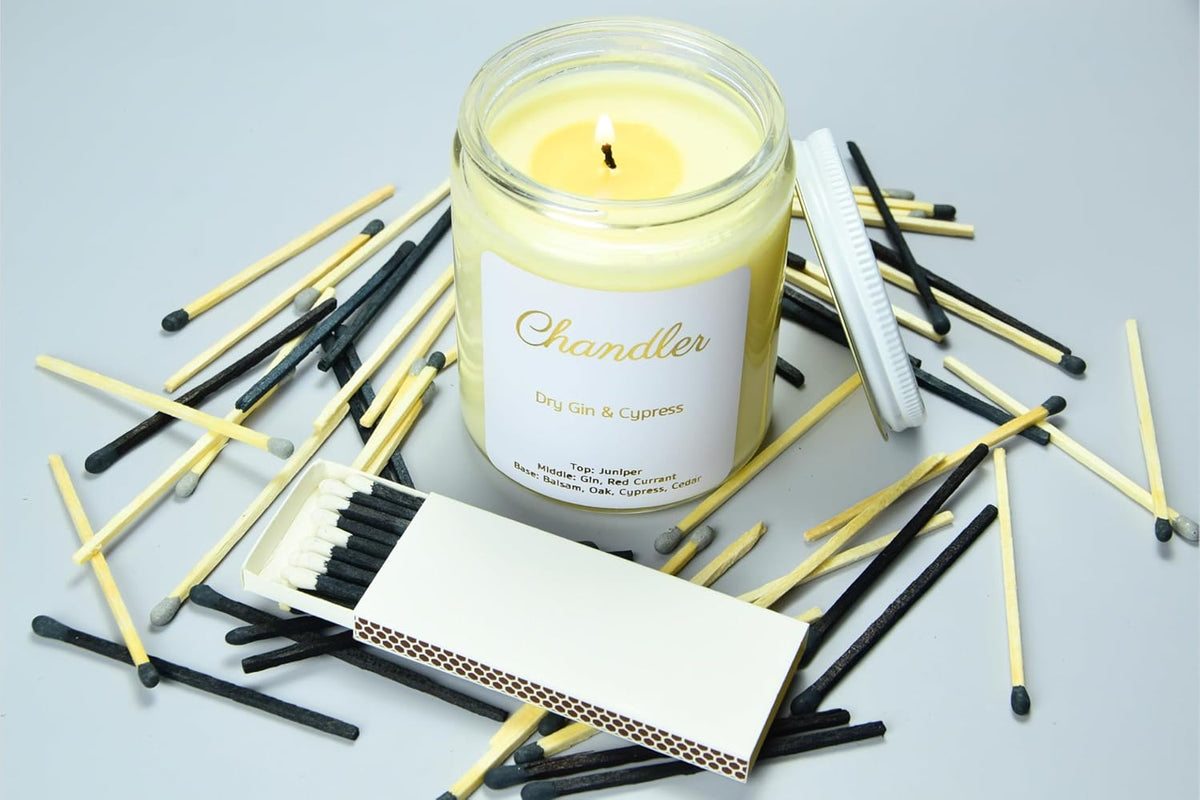 Chandler Studio 10 Boxes - Wooden Matchsticks in a Blank Matchbox with White/Black Matchboxes