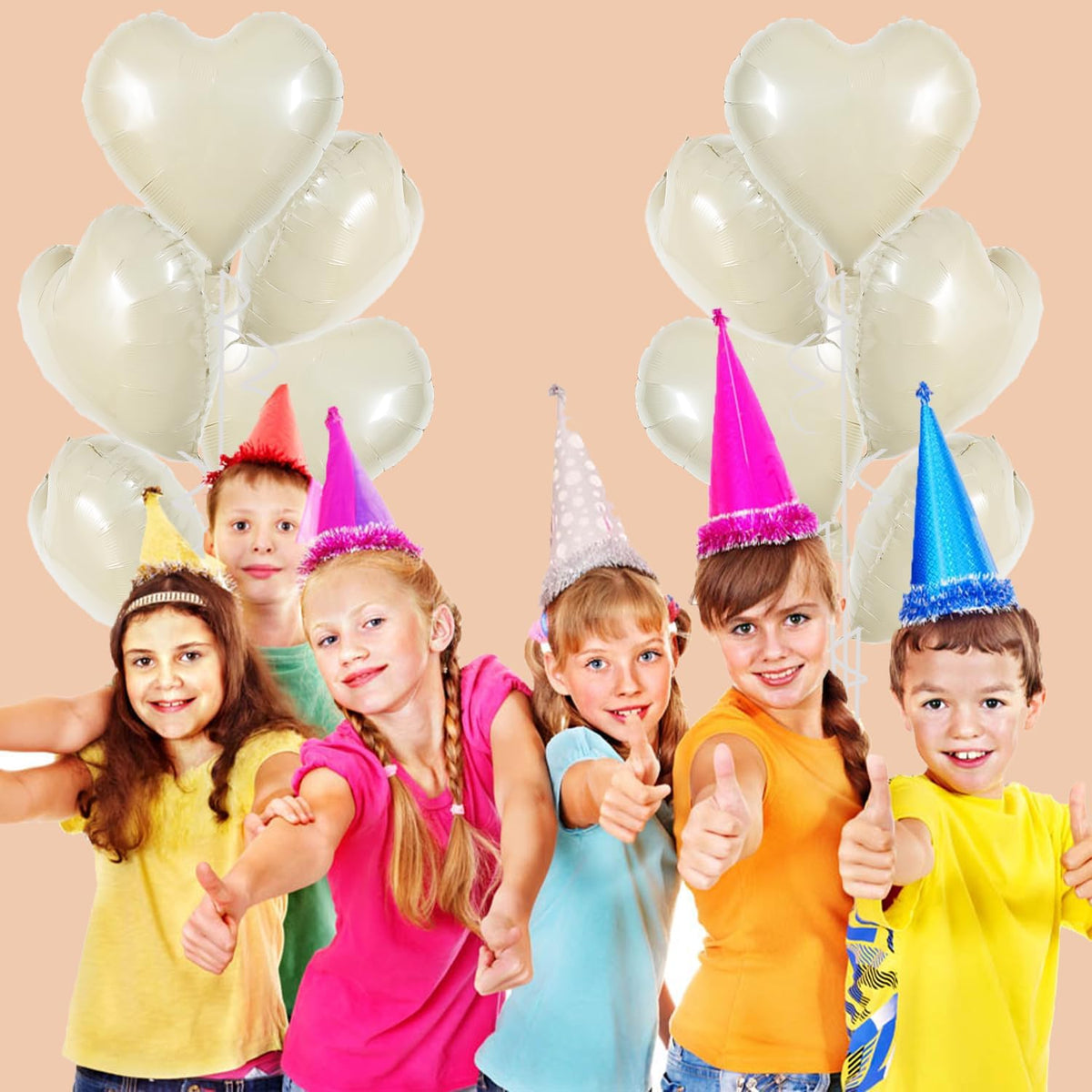 TONIFUL 30Pcs 18 Inch Cream White Heart Balloons Cream White Heart Shape Foil Mylar Balloons