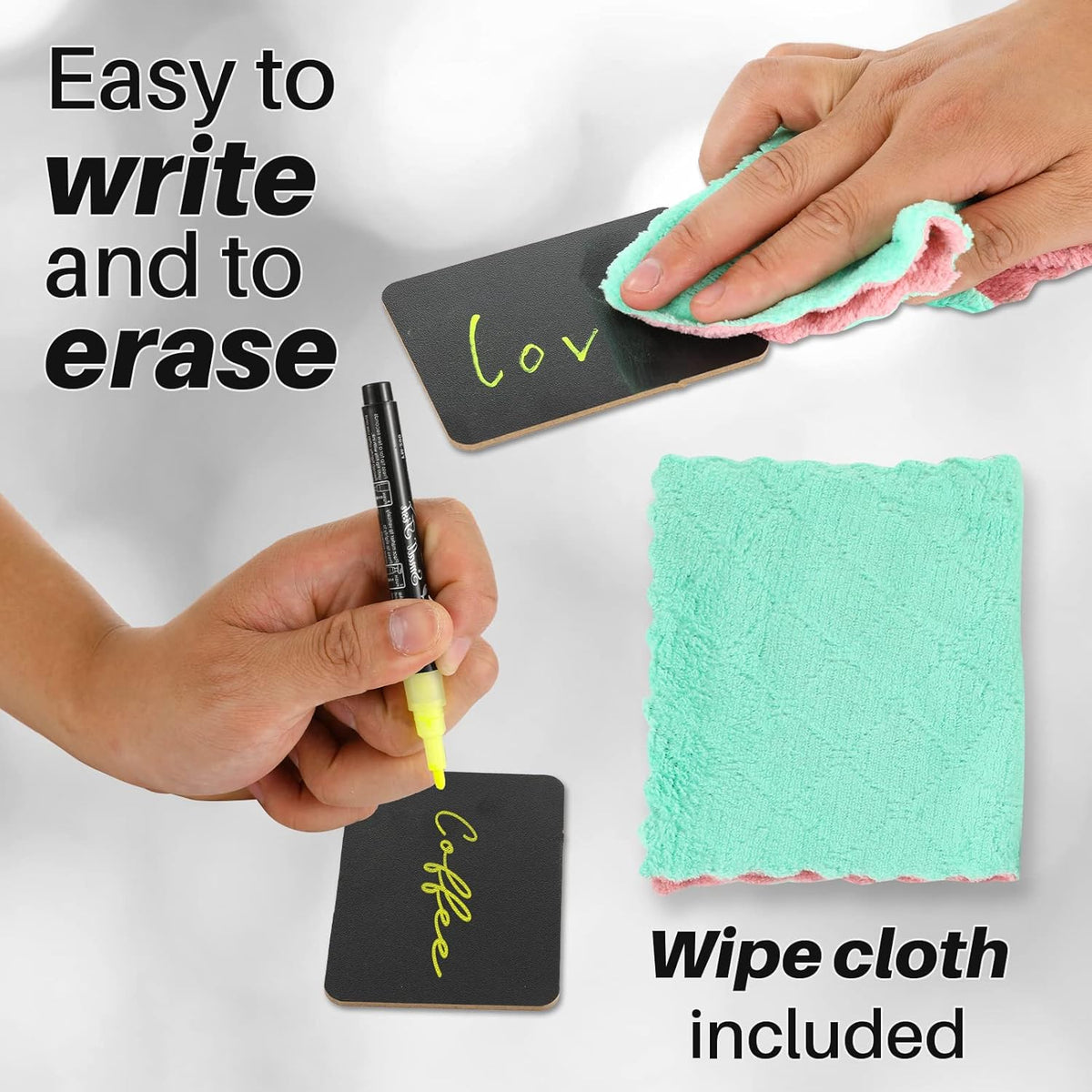 Mini Chalkboard Signs for Food Labels for Party Buffet, Small Place Cards or Name Tags with Iron