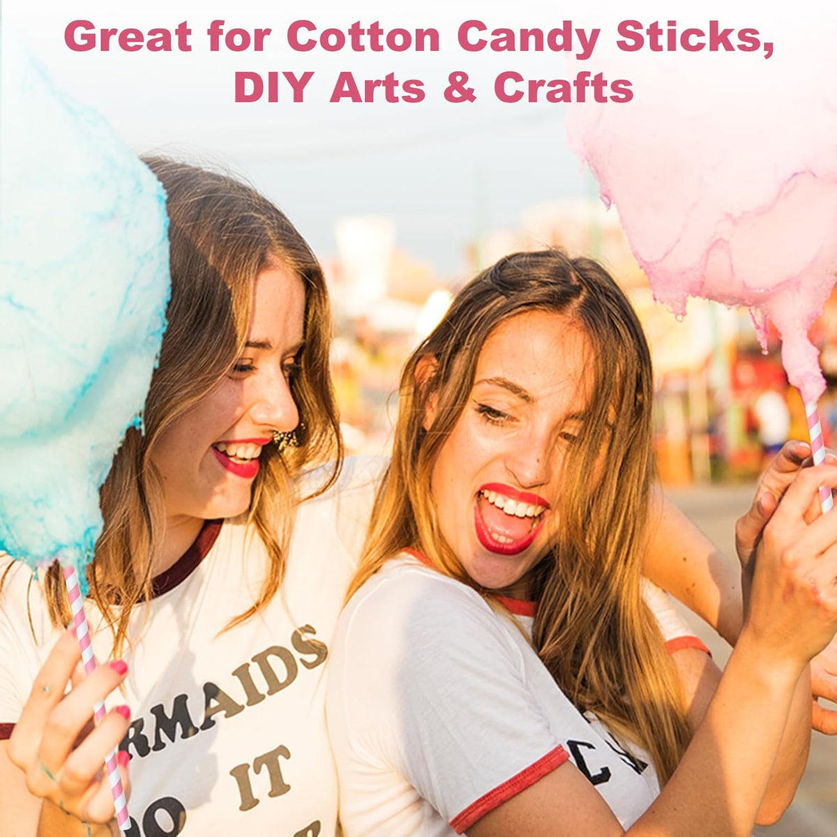 14 inch Extra Long Disposable Pink/White Striped Paper Drinking Straws 0.31" Wide - 100 Counts