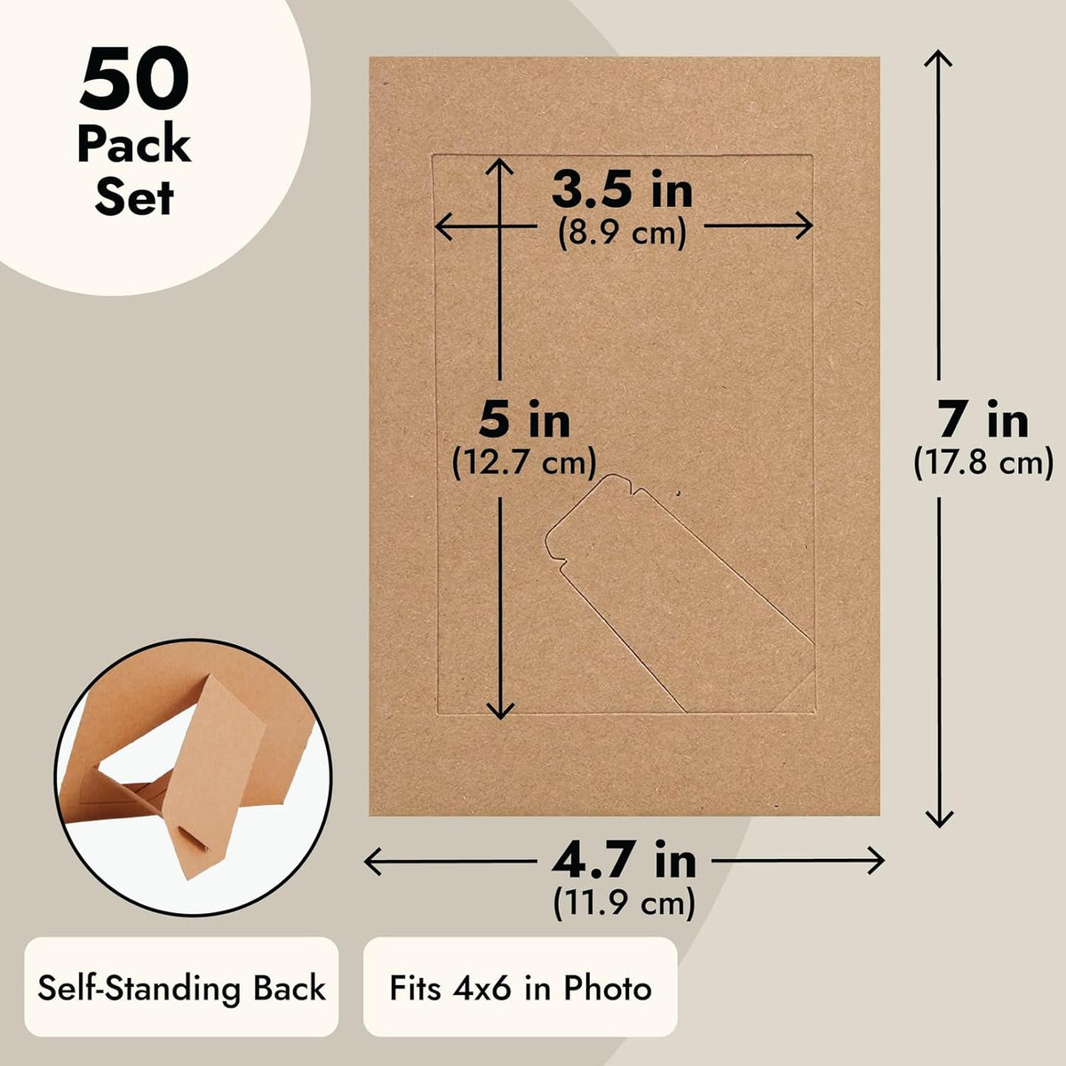 Juvale Brown Paper Frames - 4 x 6 in, 50 Pack, Classic - DIY Photo Frame Kit with Cardboard Easel