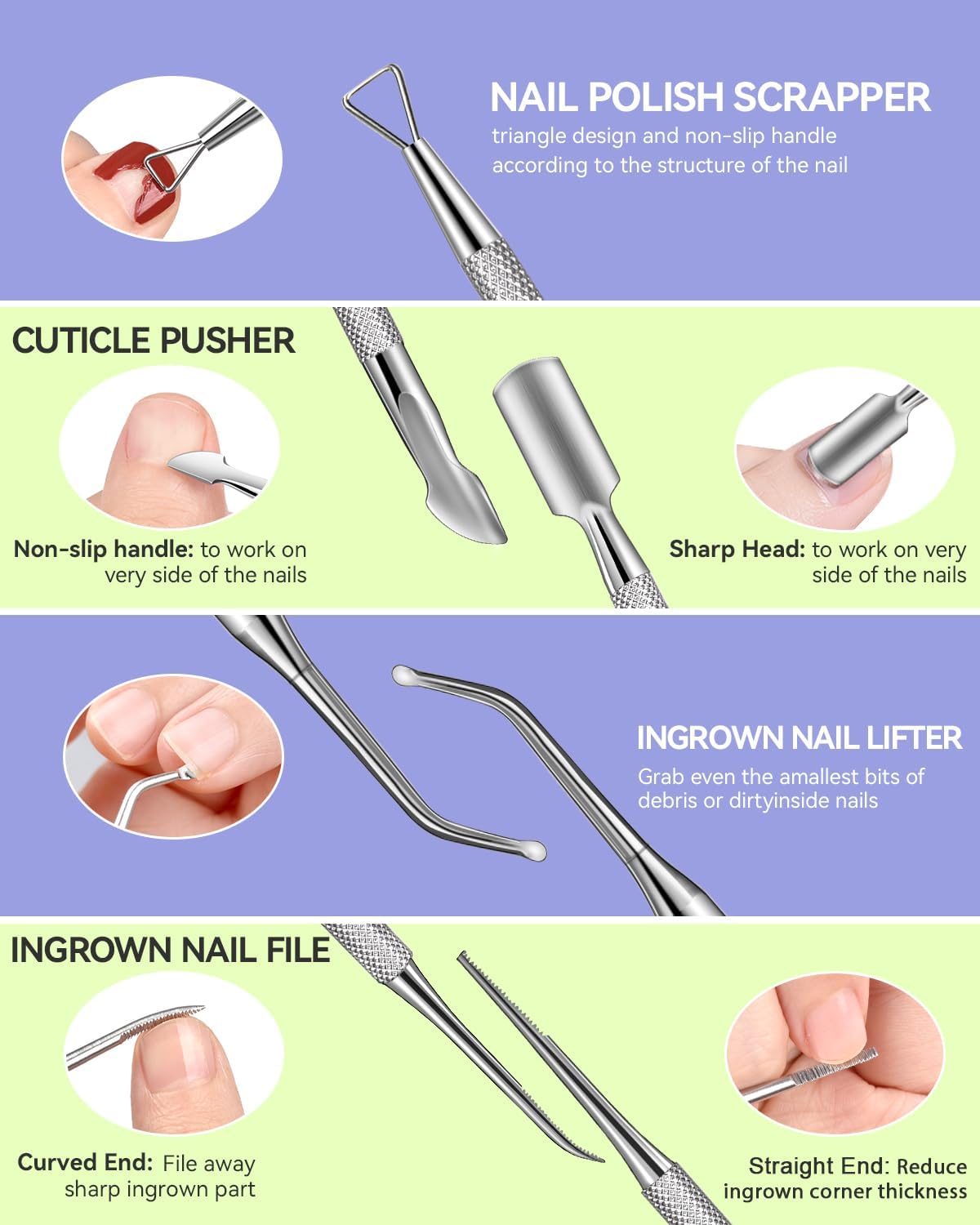 MORGLES Nail Care Kit, Manicure and Pedicure Tools Kit, 3 Nail File 100/180, 3 Buffer Block