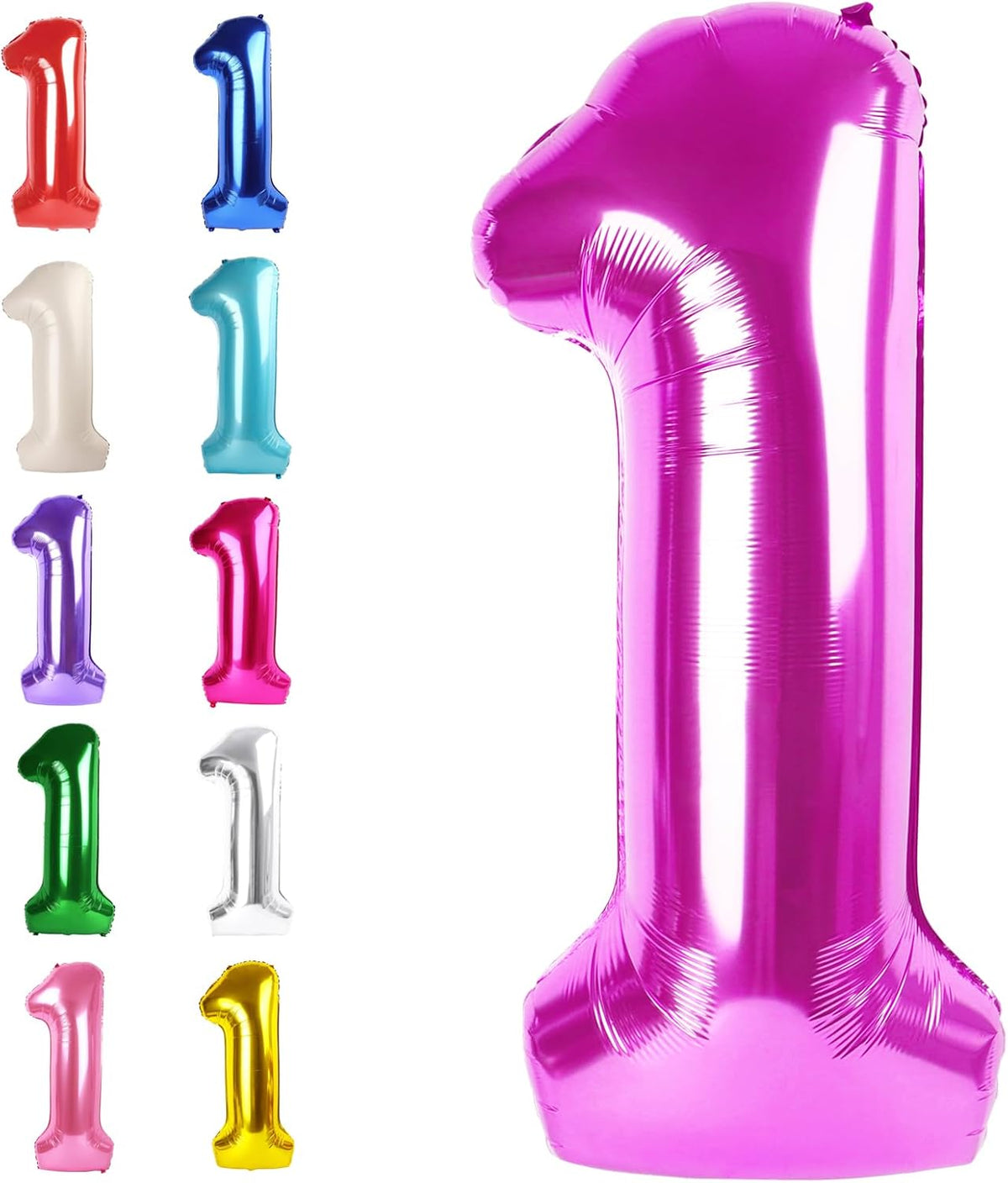 Rosy Purple Number 1 Balloon 40 inch, Number 1 Birthday Balloons for Boy Girl, Rosy Purple Foil One