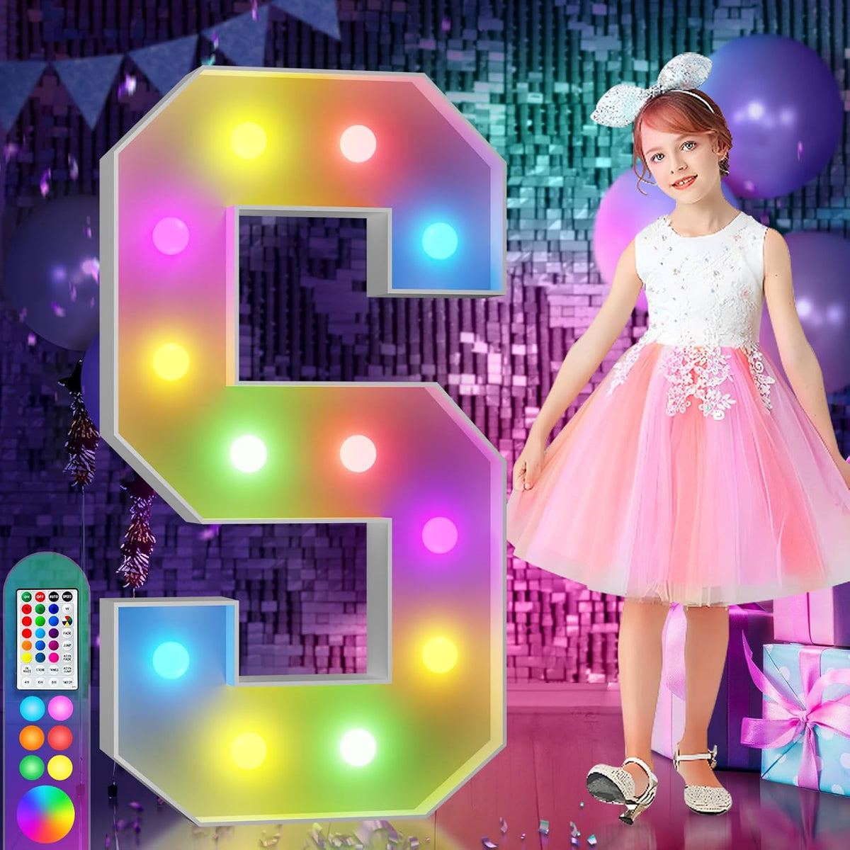 imprsv 4FT Colorful Marquee Light Up Letters S, 18 Colors Large Light up Letters Alphabet Sign with