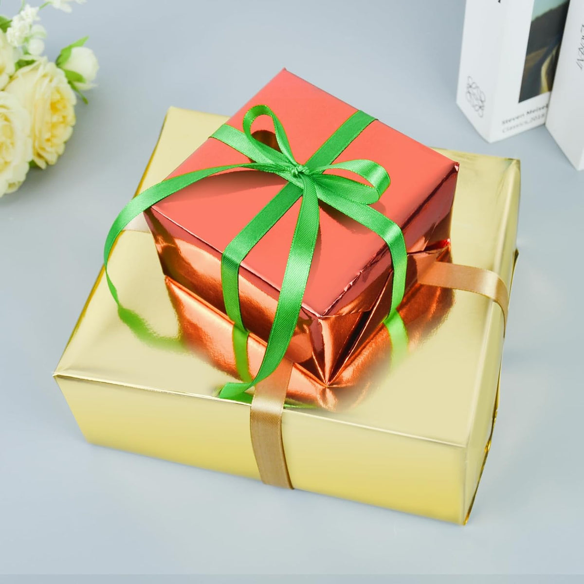 KMER LIFE Metallic Wrapping Paper Roll 17 x 394 Inch - Premium Gift Wrap for Birthday, Christmas