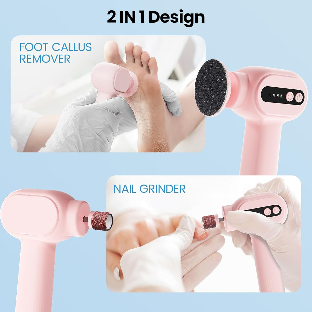 Electric Callus Remover for Feet, 2 in 1 Cordless Foot File Grinder Scrubber for Dead Skin
