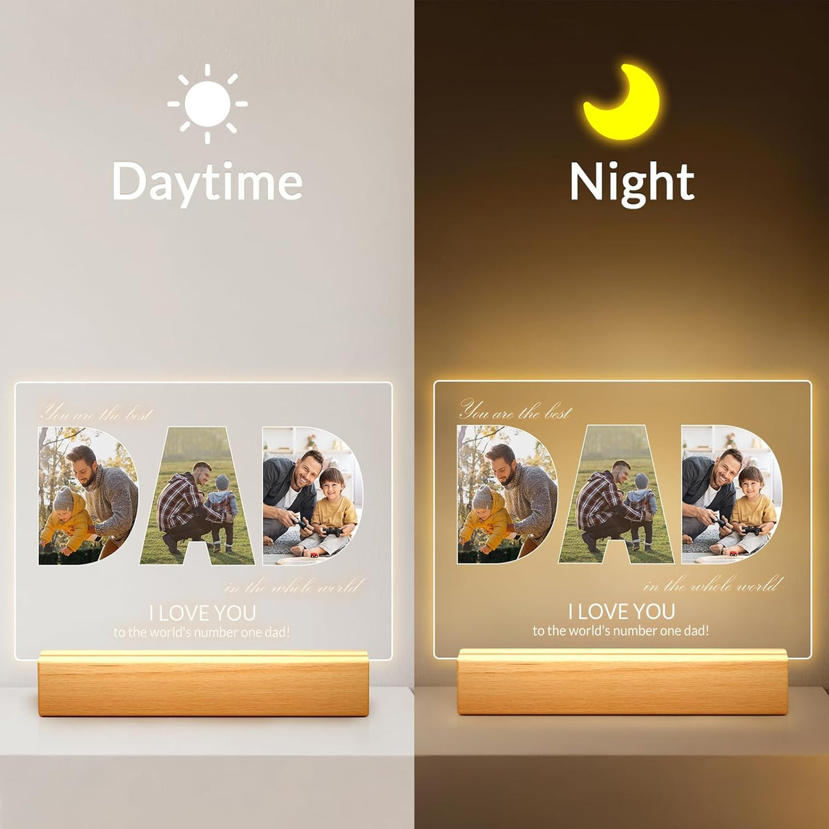Personalized Gifts for Dad from Daughter & Son, Custom DAD Picture Frames with Photo, Customized