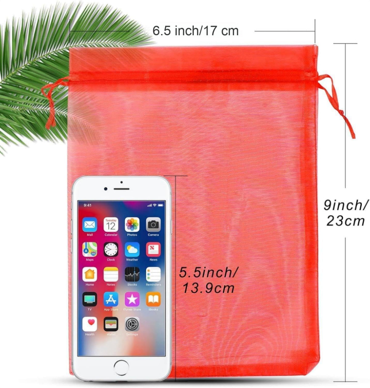 ANZNKU 50 Pack Red Organza Bags 6x9 inches Mesh Bags Drawstring, Sheer Mesh Bag Drawstring, Gift