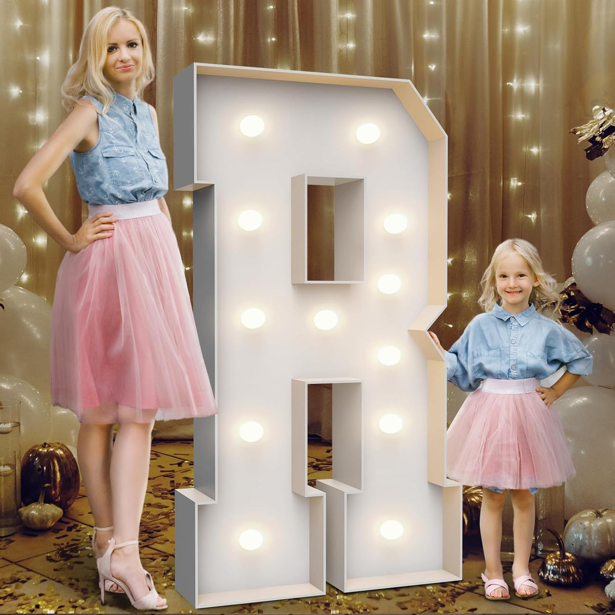 4FT Marquee Light Up Letters R,Party Decoration Large Marquee Light Up Letters with Weighted Water