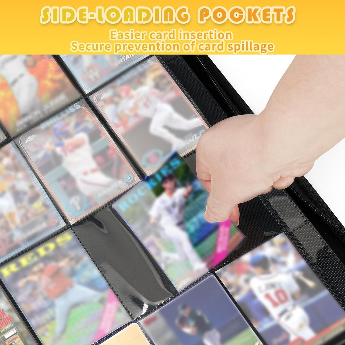 Premium 1000+ Pockets Trading Card Binder, 16-Pocket Ringless Side-Loading Album for TCG, MTG