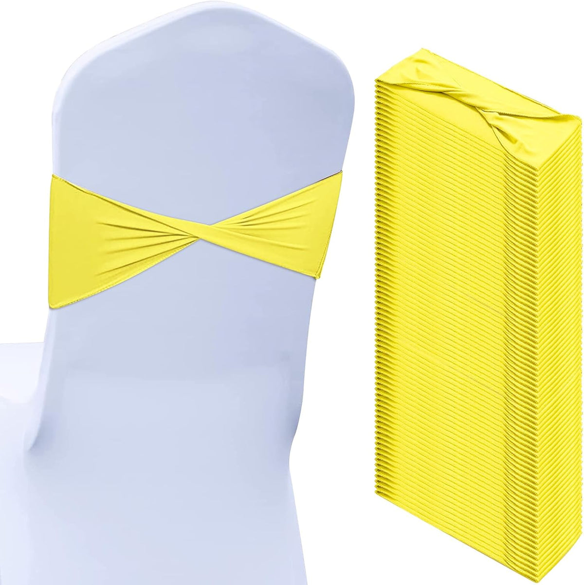 Kinlop 50 Pcs Spandex Chair Sashes Bows Chair Bands Slider Sashes for Covers Elastic Bands Ties