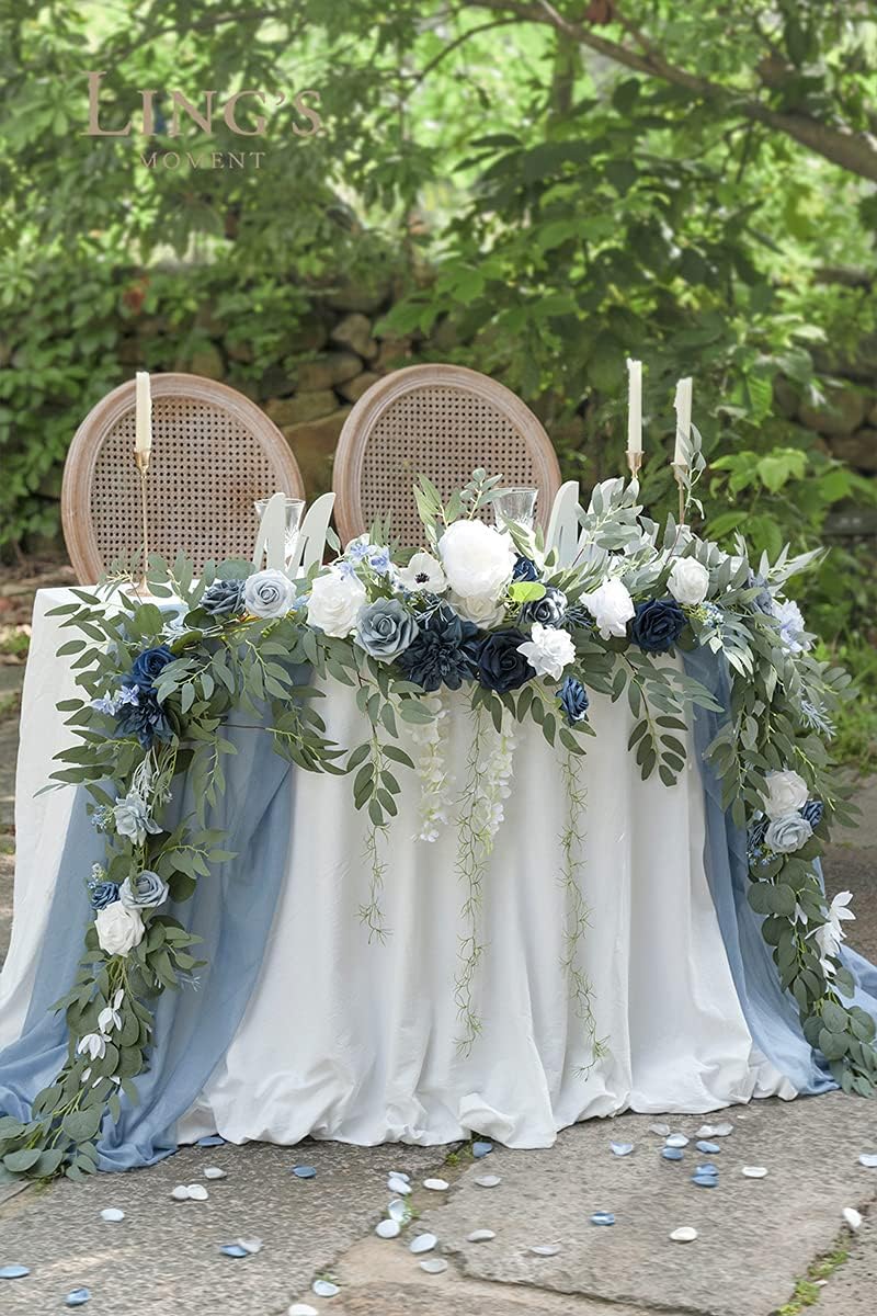 Ling's Moment 9FT Spring Flower Garland- Wedding Arch Flowers for Backdrop Decoration, Eucalyptus &