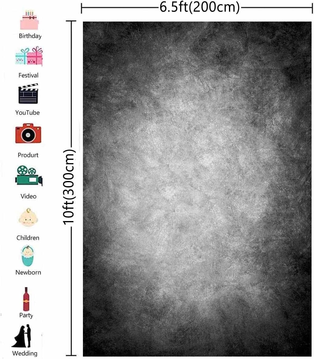 6.5x10ft Abstract Black Gray Portrait Photography Backdrops Photo Studio Prop Background for
