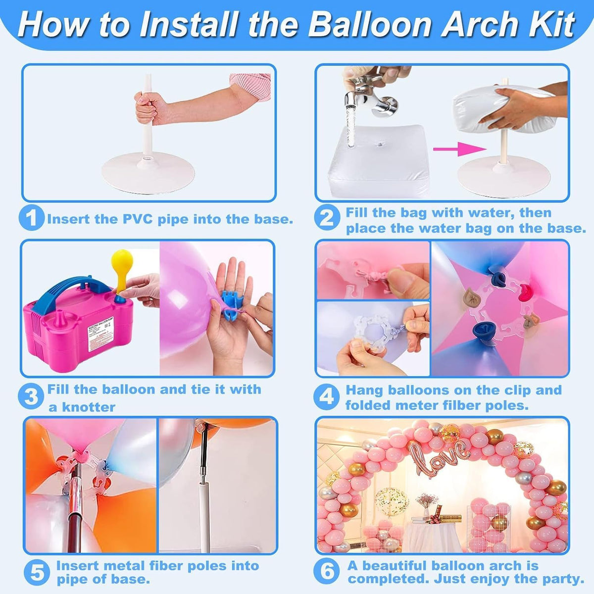 Balloon Arch Kit and Balloon Pump, 10FT Width 9FT Height Adjustable Balloon Arch Stand with NEW