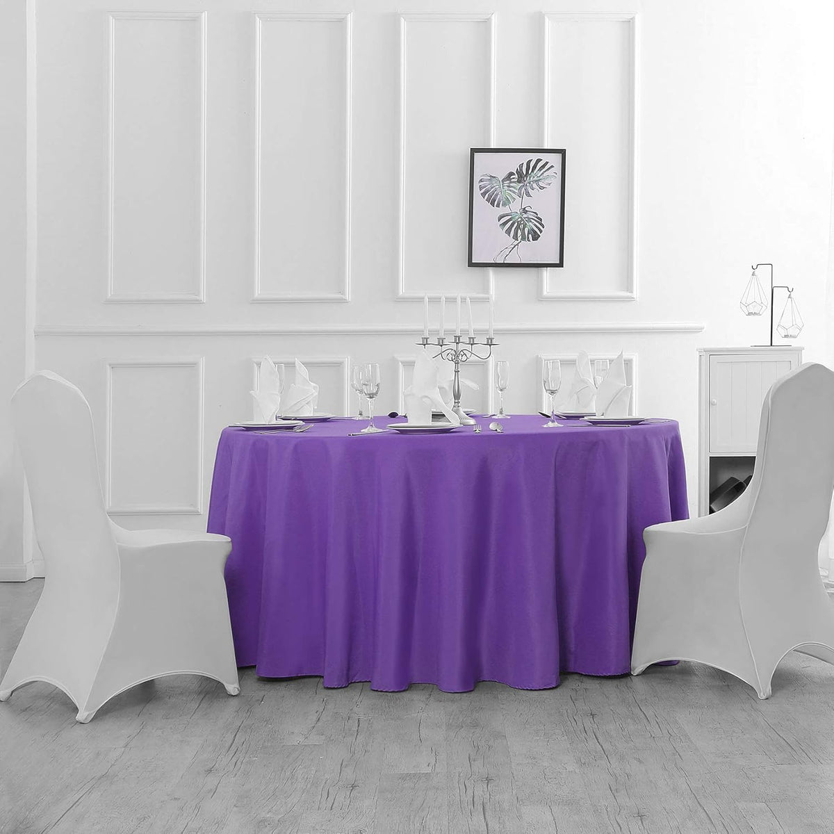108 inch Round Tablecloth Washable Polyester Table Cloth Decorative Table Cover for Wedding Party