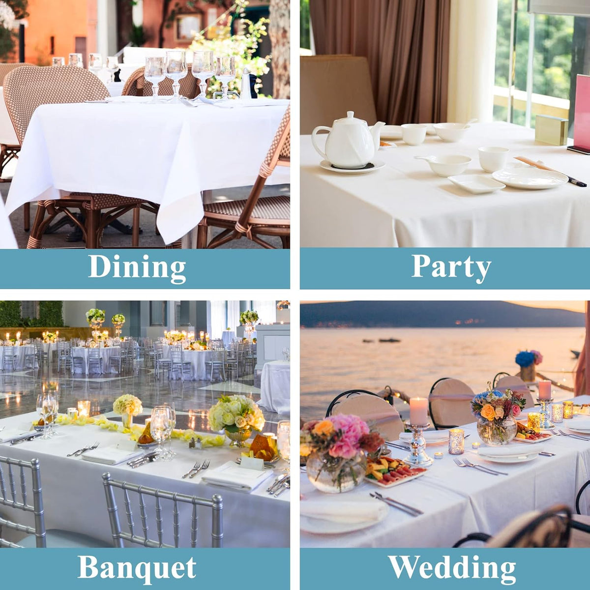 VidaFete Tablecloth 60 * 120inch 10pack Rectangle Table Cloth Polyester, Stain Wrinkle Resistant