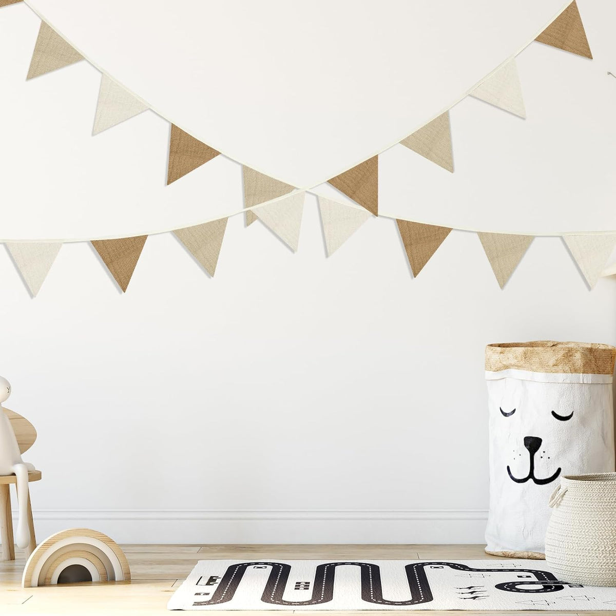 Oudain 15.5 ft Pennant Banner Flags, 2 Pcs Nursery Garland Triangle Bunting Flag Baby Banner for