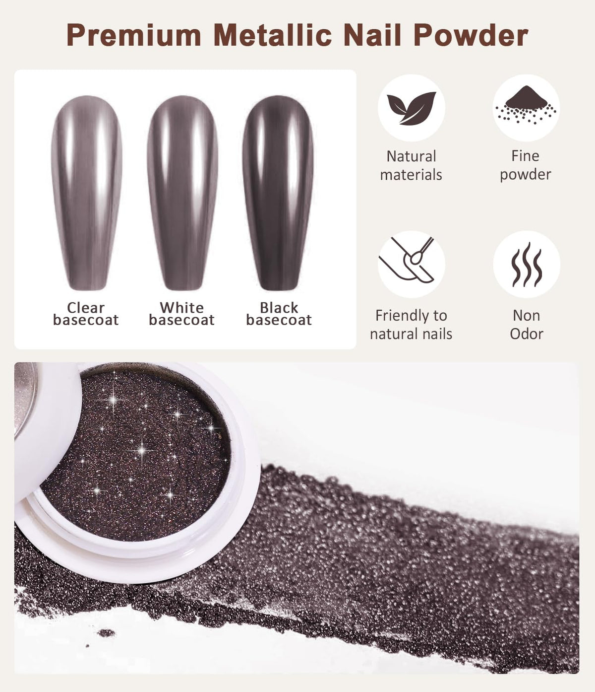 Mermaid Pearl Chrome Nail Powder: 8 Colors Mirror Effec Chocolate/Coffee/Copper Chrome Nail