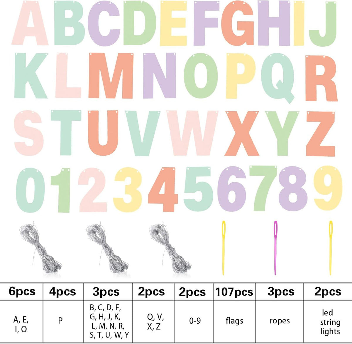 TaoBary 112 Pcs DIY Letter Custom Banner Glitter Customizable Banner Kit Including 107 Letters and