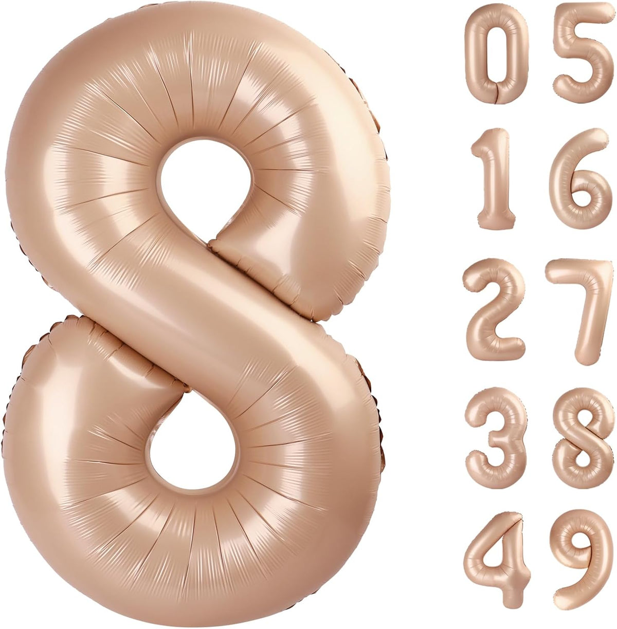 Light Brown Foil Number 8 Balloon 40 Inch, Helium Mylar Eight Number 8 18 28 38 48 58 80 88