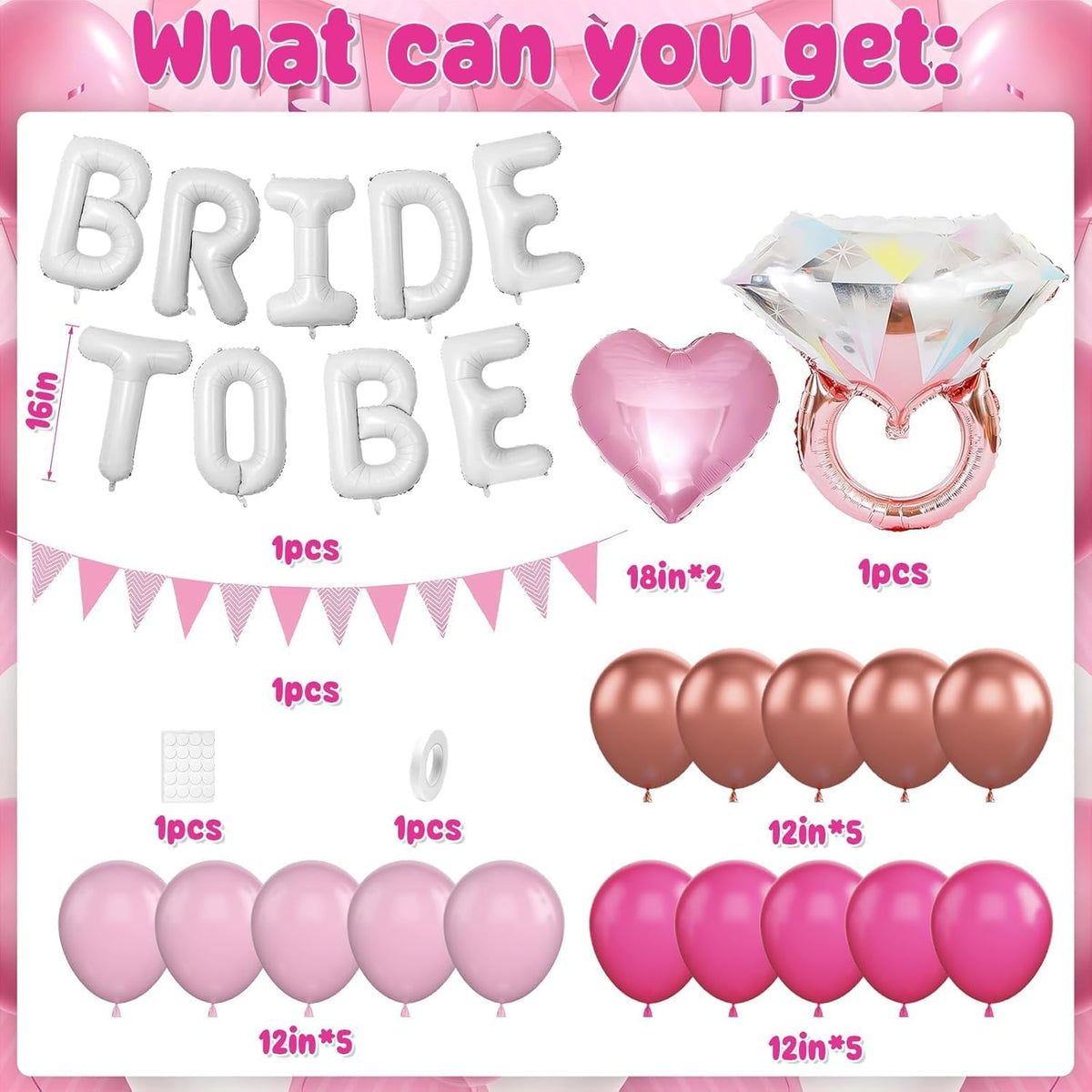 Pink White Bachelorette Party Decorations, White Bride To Be Bridal Shower Balloons Decorations
