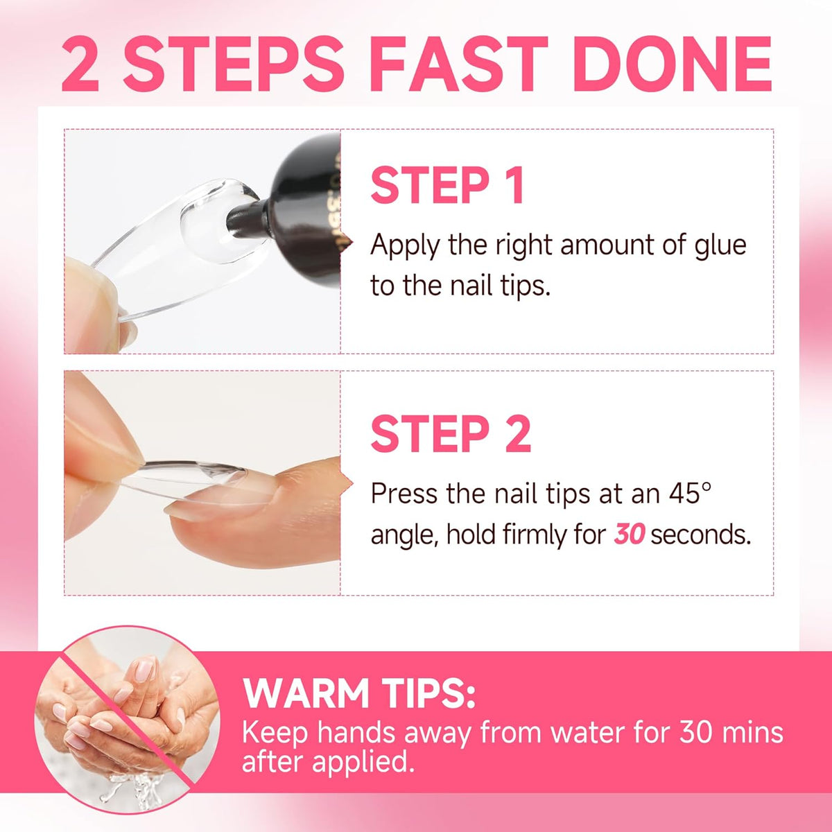 UNA GELLA No Lamp Need Solid Nail Glue for Press Ons: Nails Acrylic Nails Super Strong Semi Nail