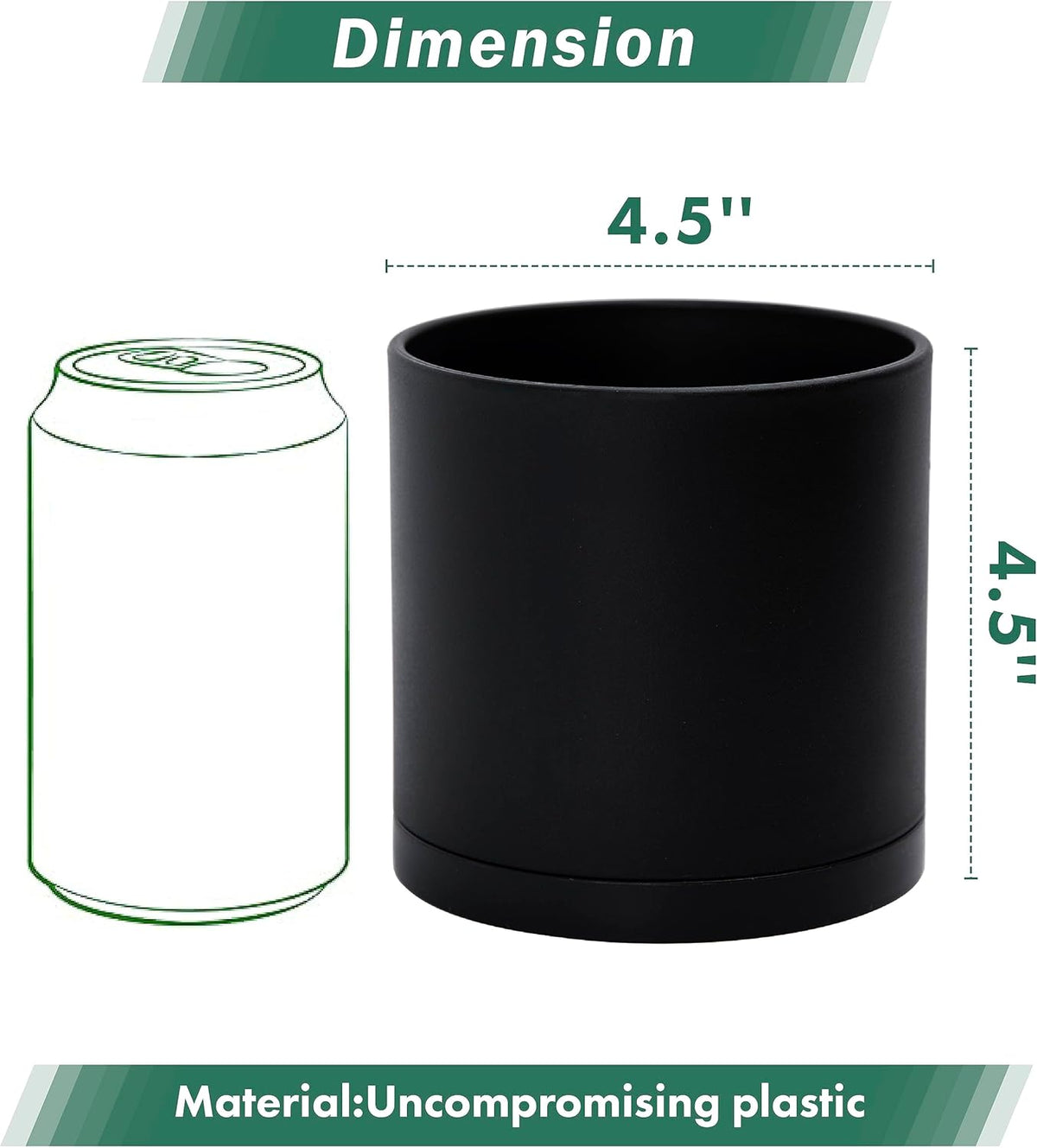 D'vine Dev 6 Pack 4.5 Inch Modern Plastic Plant Pots, Small Garden Planters for Plant with Drainage