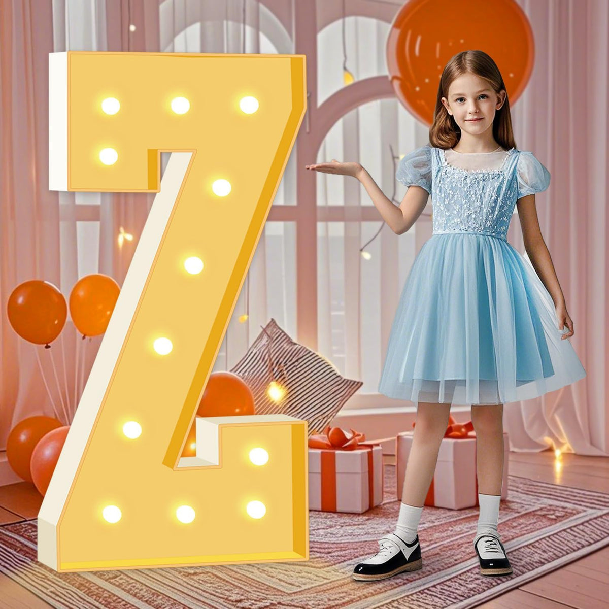 4FT Marquee Light Up Letters, Large Light Up Letters Z, Marquee Letter 3 Feet Tall, Mosaic Lighted