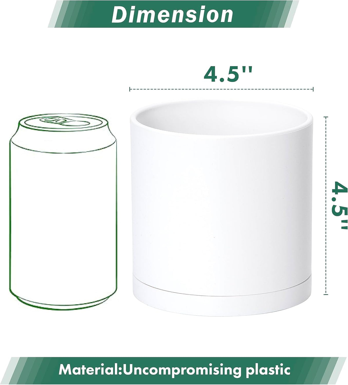 D'vine Dev 6 Pack 4.5 Inch Modern Plastic Plant Pots, Small Garden Planters for Plant with Drainage