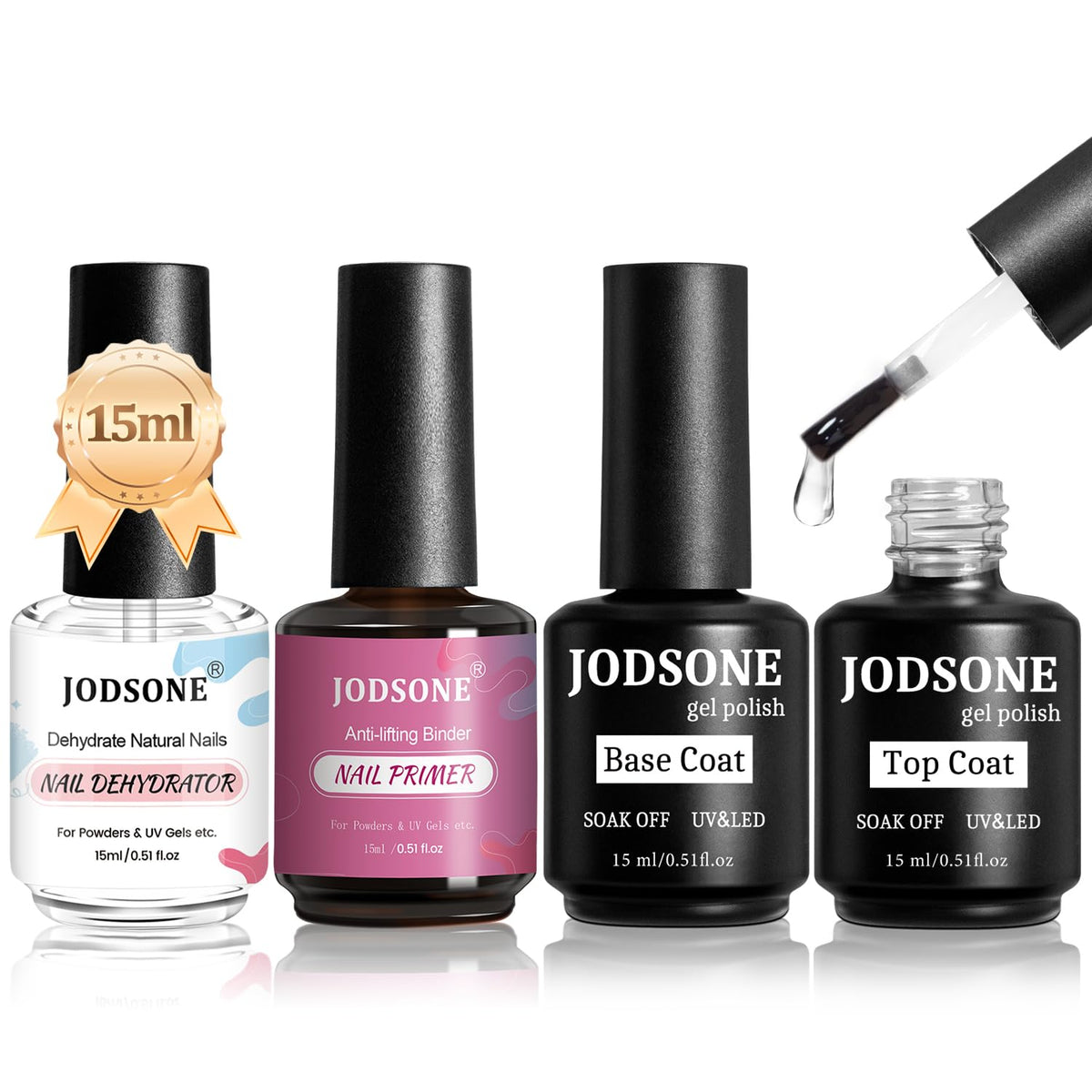 JODSONE 15ML Nail Primer Base Coat Top Coat Glossy Quick Drying Durable DIY Nail Art Design Long