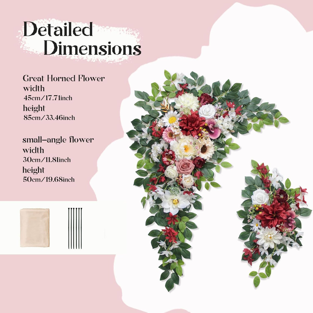 Wedding Arch Flowers Kit,Artificial Flower Arch Decor (Set of 3),2pcs Artificial Flower Arrangement