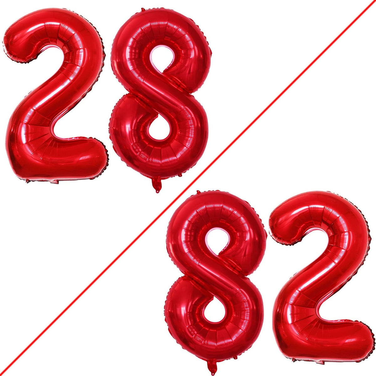 GOER Number 28 Balloons for 28th Birthday Party Decorations,42 Inch Jumbo Foil Helium 82 Balloons