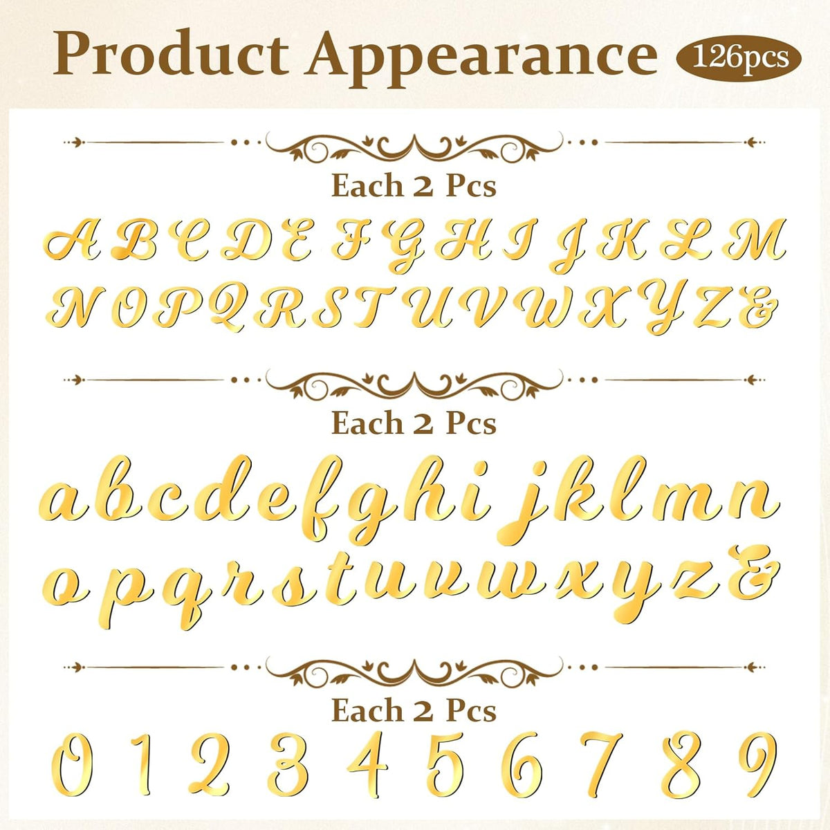 126 PCS Custom Name Cake Topper Acrylic Letters DIY Personalized A-Z & 0-9 Number Alphabet Cake