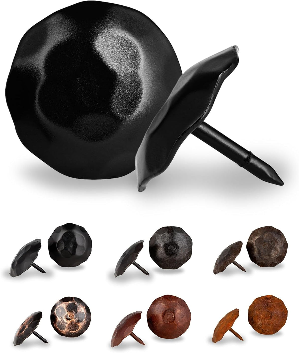 50 Pack 1.25" Round Head Iron Clavos Decorative Nails – Black – Handmade Rustic Round Fasteners for