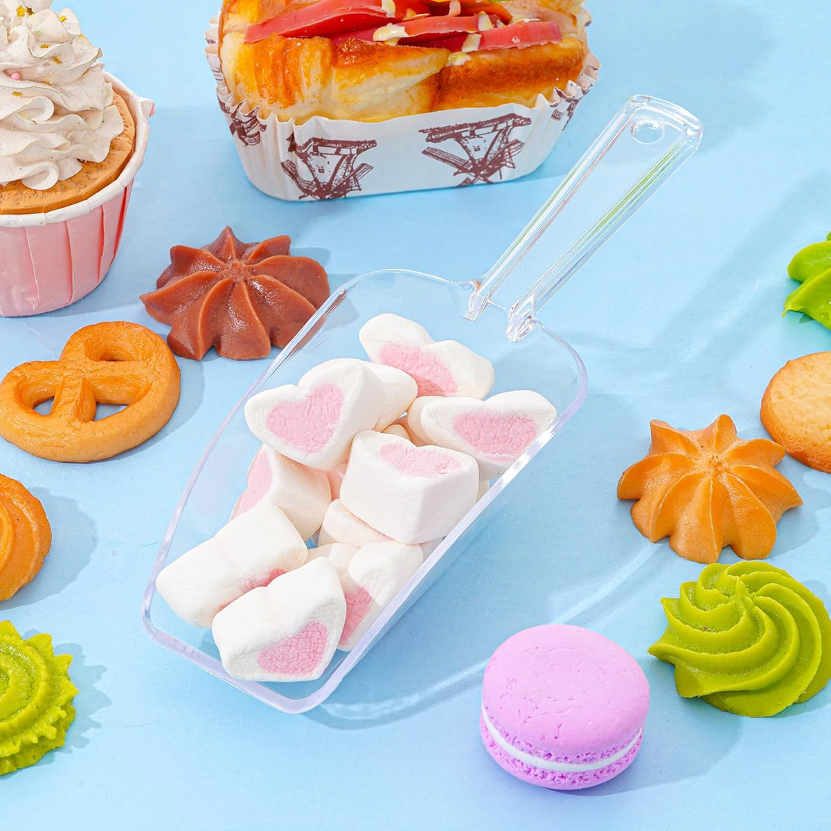 4Pcs Clear Plastic Ice Scoop for Freezer, Mini Candy Popcorn Scoops for Buffet Food Dry Goods