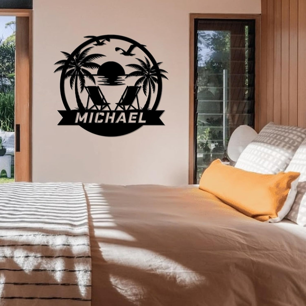 Personalized Beach Decor for Home, Custom Metal Sign Outdoor Nautical Decor, Palm Trees Coastal