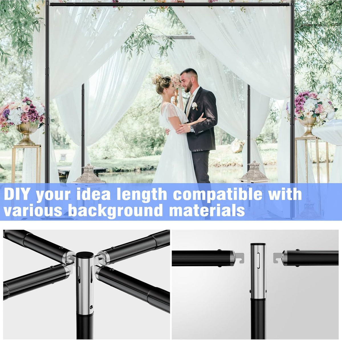 Pipe and Drape Backdrop Stand 10FT x 8FT, Adjustable Backdrop Stand Heavy Duty, Background Stand