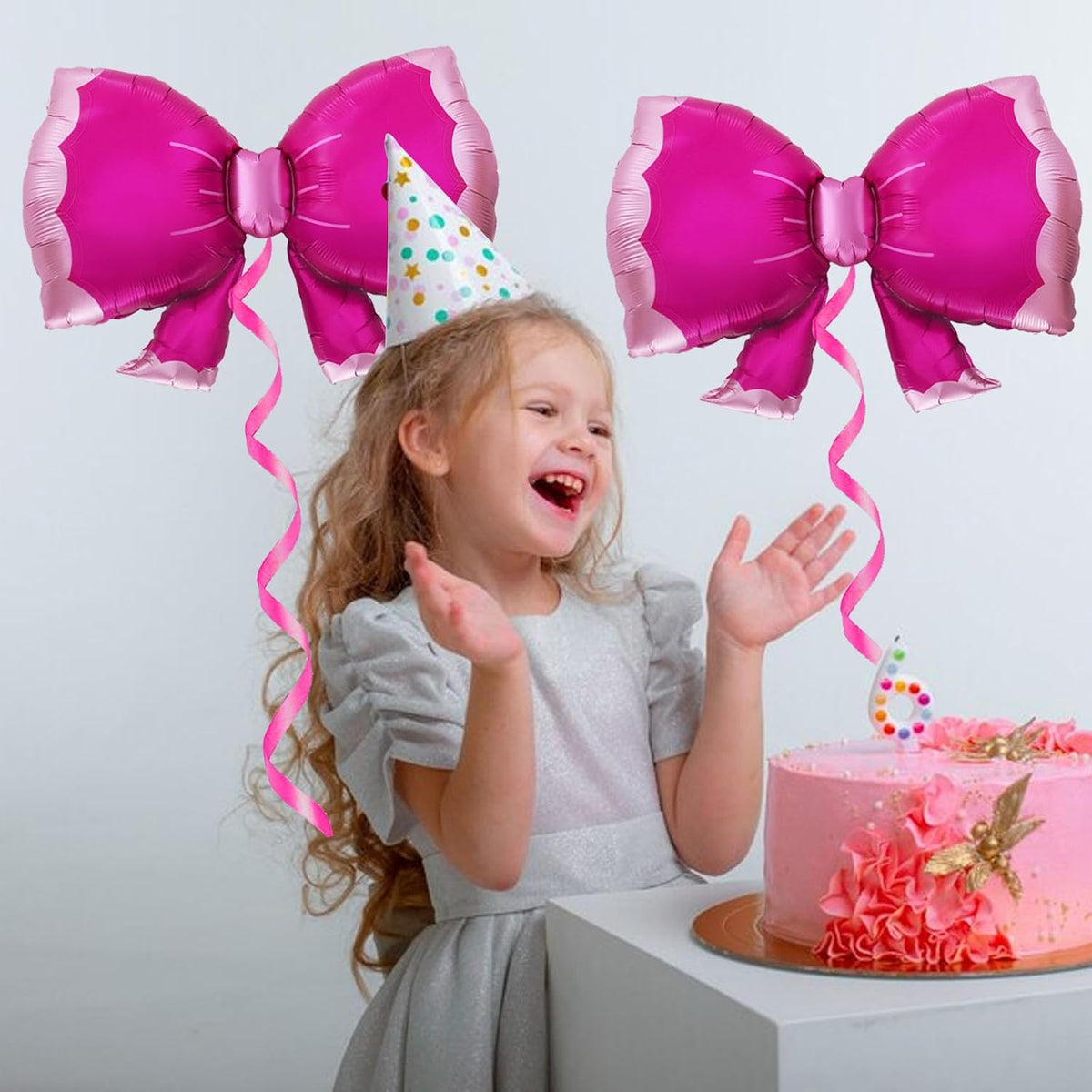 36 Inches Bow Foil Balloon Huge Bowtie Pink Balloon for Baby Shower, Wedding, Kids Theme Party