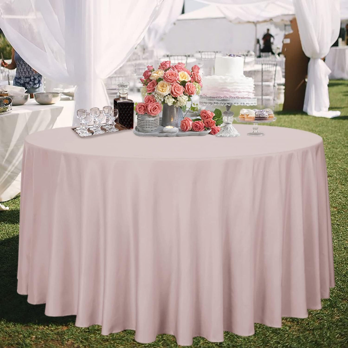sancua Round Tablecloth - 120 Inch - Water Resistant Spill Proof Washable Polyester Table Cloth